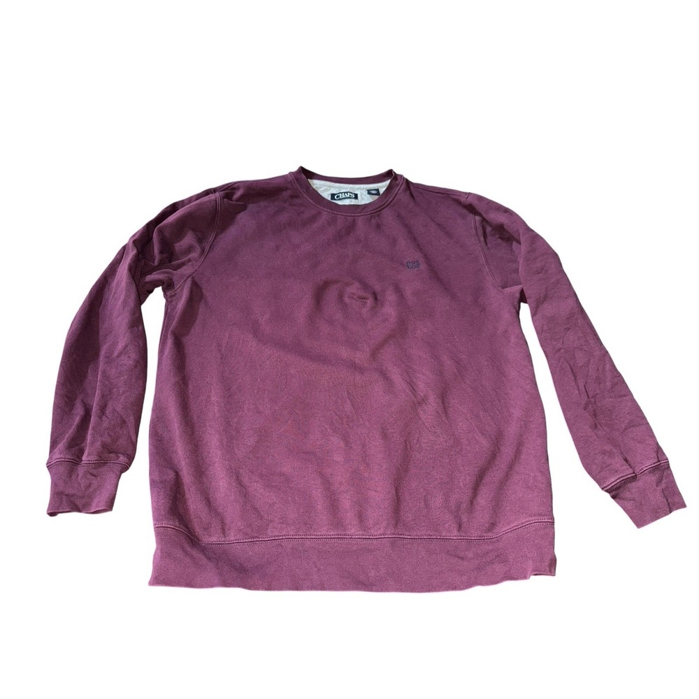 Chaps Mens Large Burgundy Crewneck Sweatshirt Embroidered Logo Pullover Fall